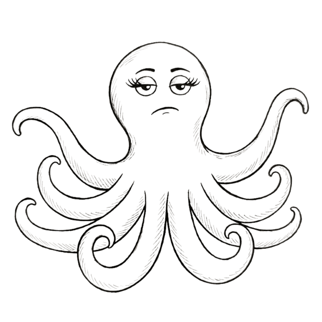 A hand drawn octopus.